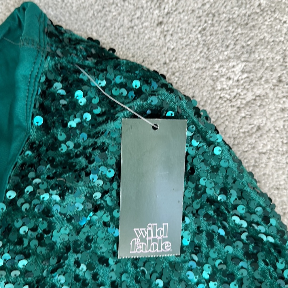 Wild Fable Green Sequin Mini Skirt - Picture 4 of 7